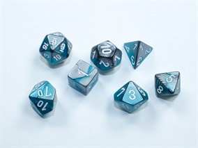 Mini Gemini hedral Steel Teal-white Dice Set - RPG Dice set - Chessex
